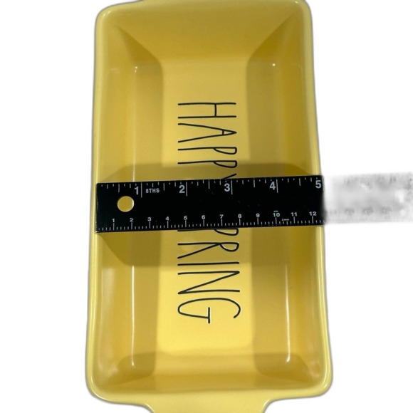 Rae Dunn Baking Dish HAPPY SPRING Yellow Artisan Collection by Magenta - Picture 10 of 12
